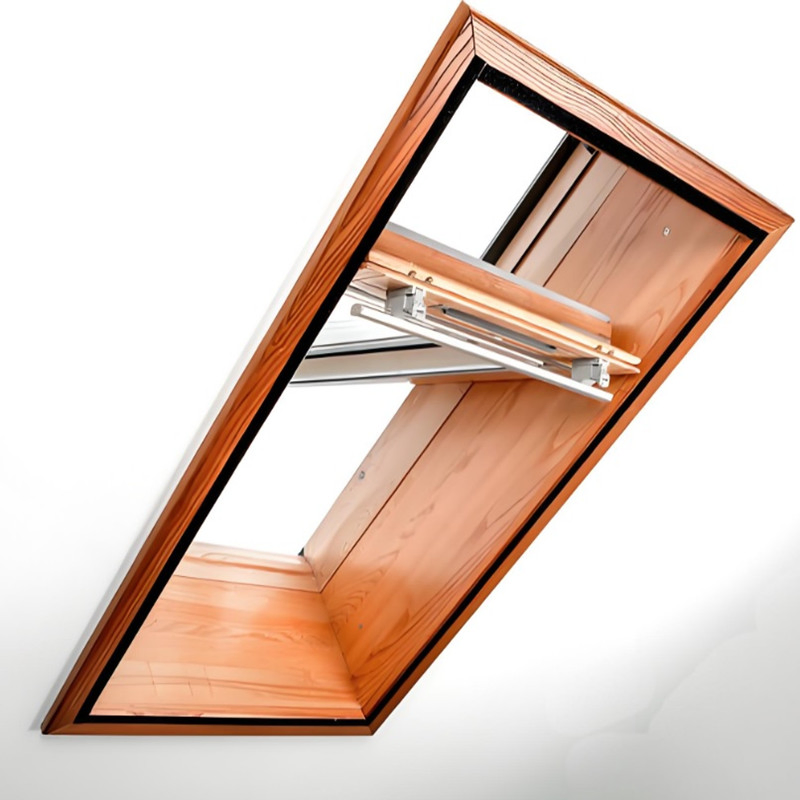 Energy Saving MID-Opening Aluminum Cladding Solid Wood Skylight Roof Window for Ventilation