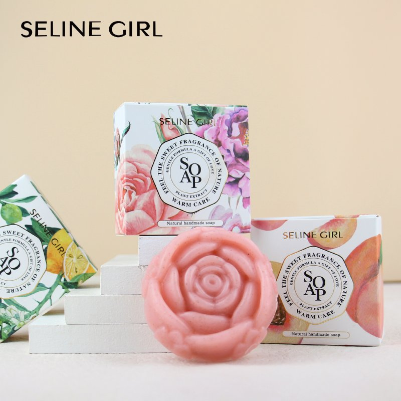 Seline Girl Chinese Color Box Toilet 80g Peach Handmade Soap