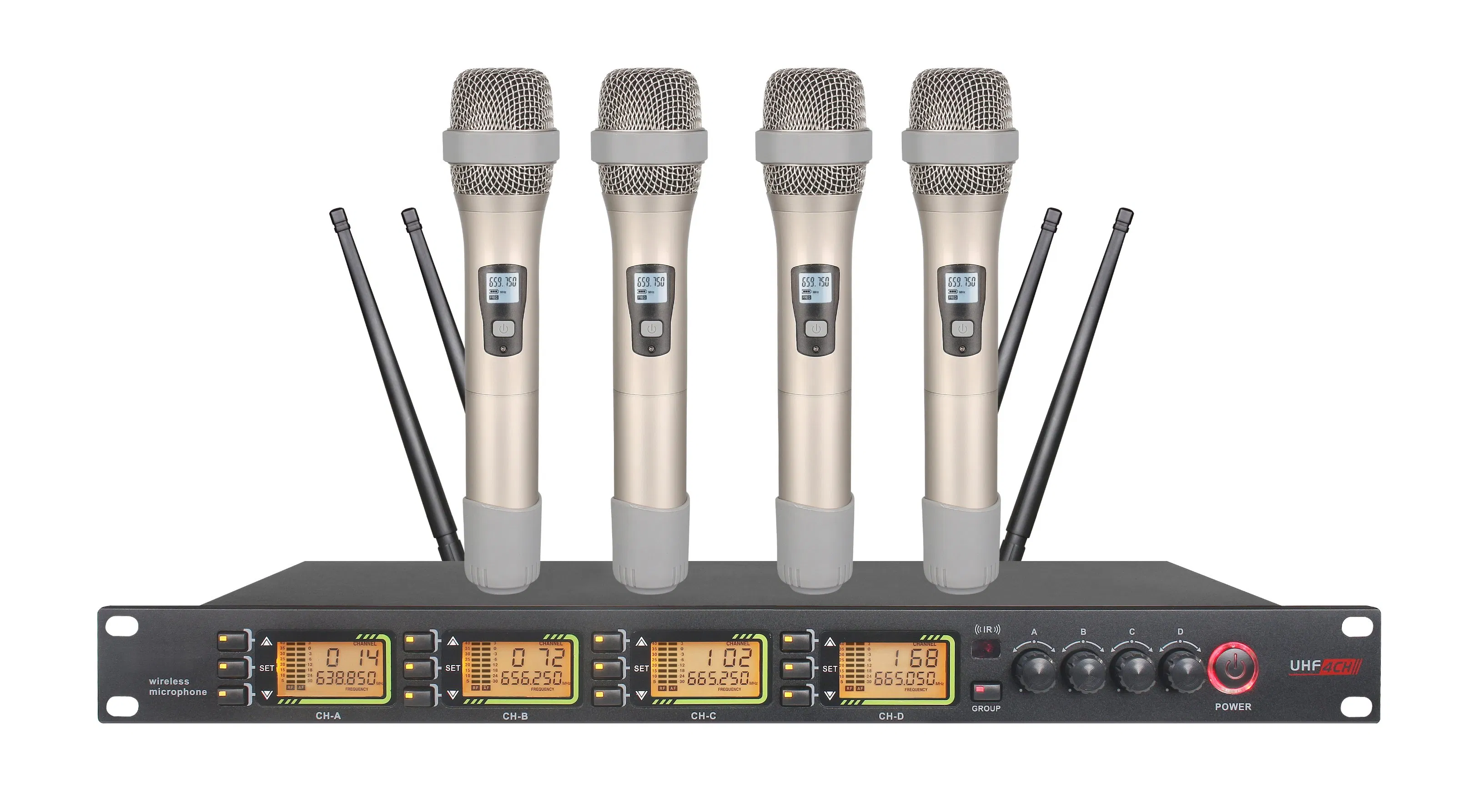 4 Channel Wireless Microphone Conference Microphone UHF Headset Lavalier Microphone