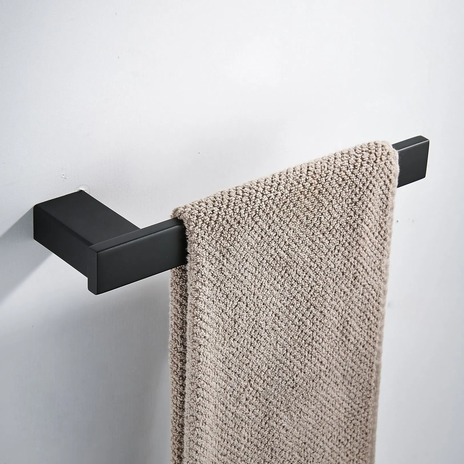 4 Pieces Square Matte Black Wall Mounted Bathroom Accessories Set
