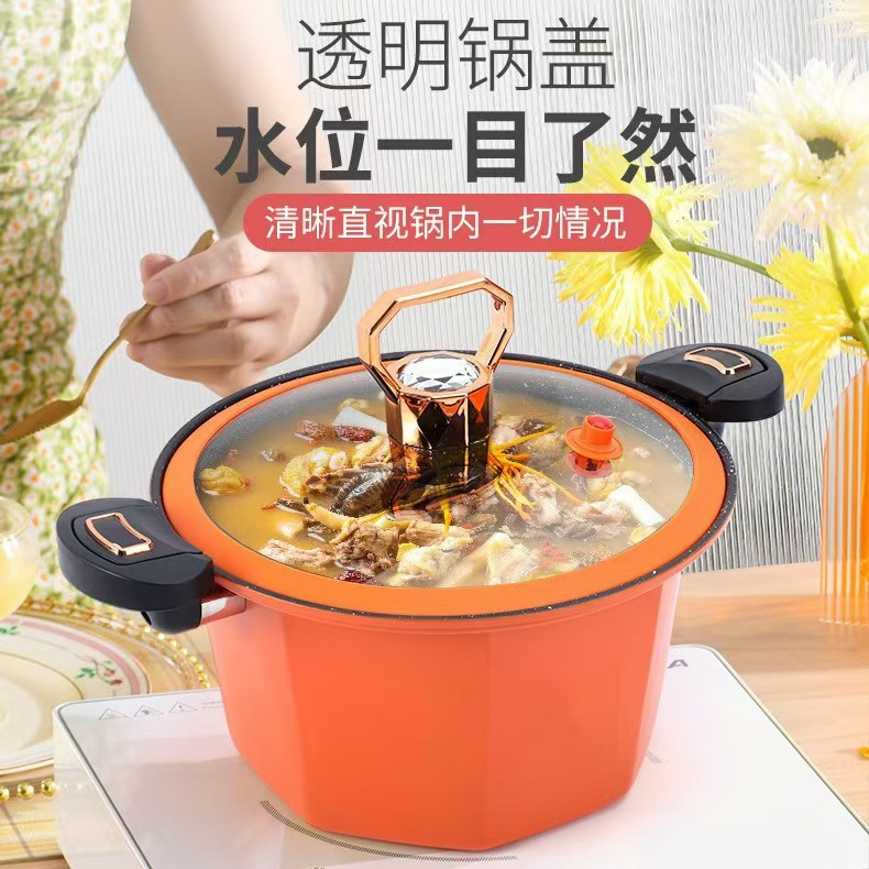 2022 New Model Soup Pot 20cm Nonstick Deep Square Induction Pressure Cooker with Glass Lid