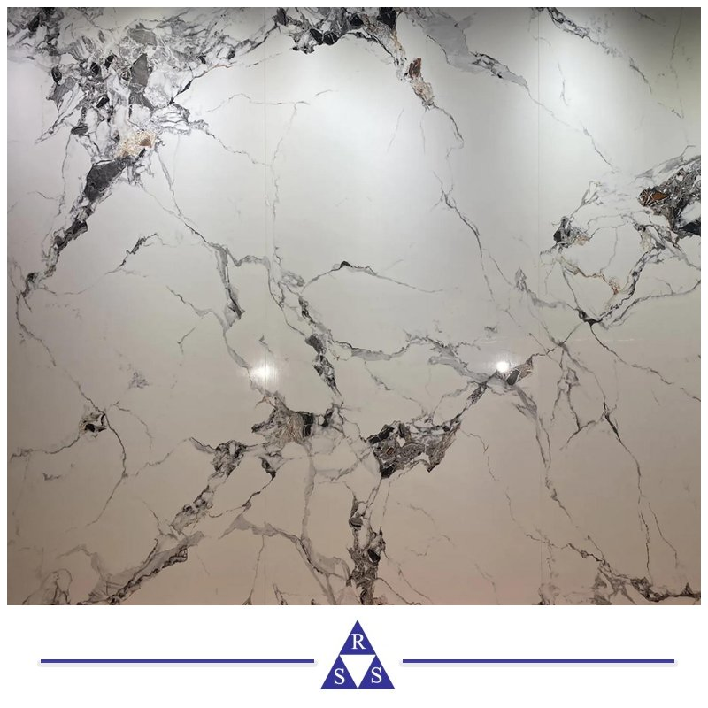 Outdoor Luxury Calacatta White Spanish Art Floor Slabs Round Dining Table Sintered Stone