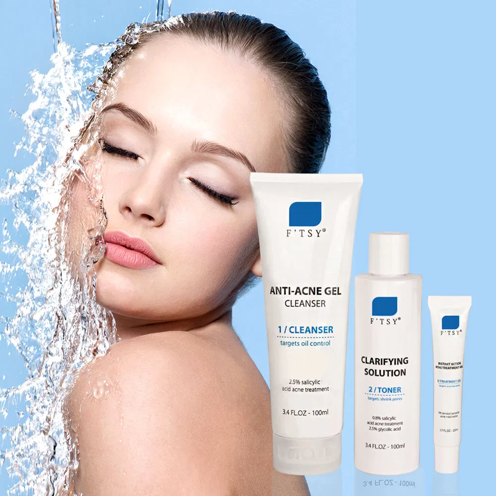Custom Logo Vegan Natural Salicylic Acid Acne Skin Care Set Pores Minimizing Blemishes Acne Prone Skincare Essentials Set Kits