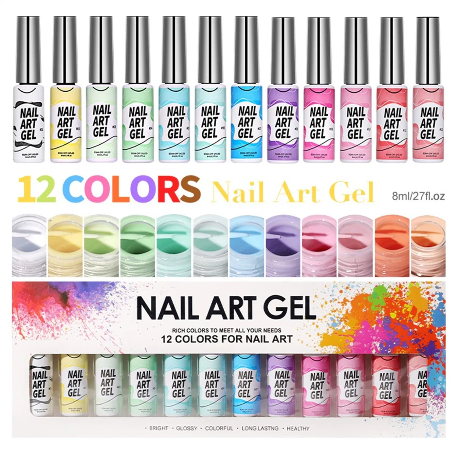 Nail Art Lacquers Beauty Salon Private Label Logo OEM Liner Gel Polish Nails Set Soak off Reflective Flash Glow in The Dark Painting Gel Polish Kit