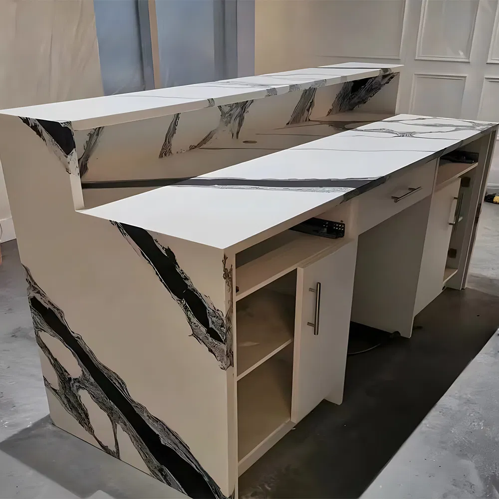 Sleek Modern White Artificial Stone Reception Desk for Sale