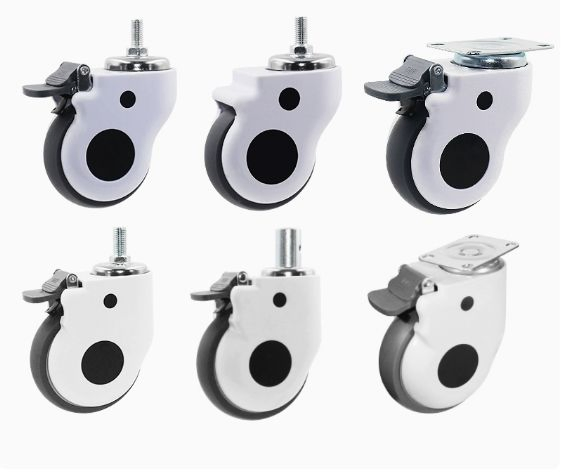 Medical 3-Inch Flat-Cover Universal Rubber Casters for Beauty Devices, Medical TPR Solid Wheels