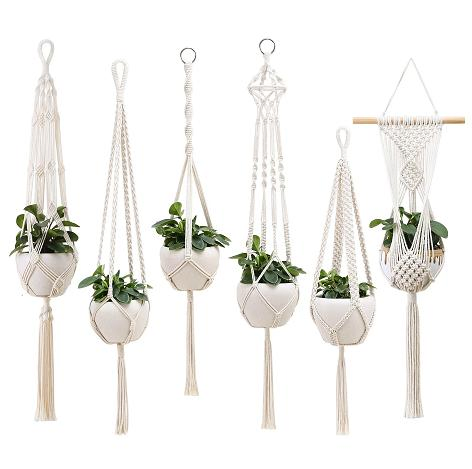 Hand-Woven Macrame Plant Net Cotton Rope Hanging Planter Basket Flower Pot Net Pocket