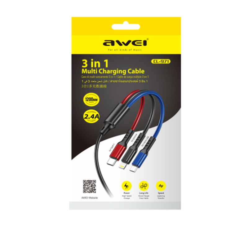 One with Three Data Lines Fast Charging Android Type-C Charging Cables