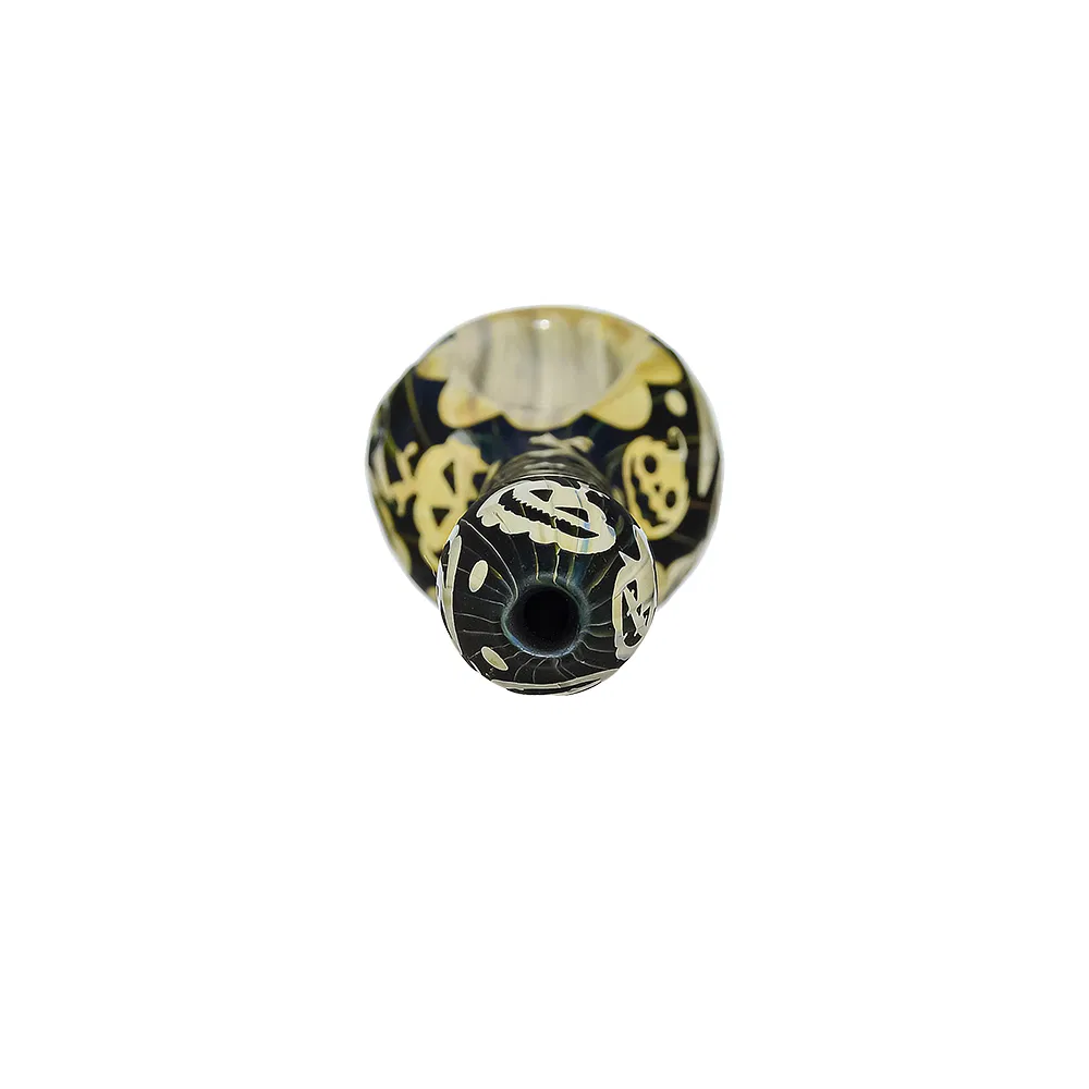 Halloween Glass Hand Pipe Smoking Pipe Deep Sandblasted Pumpkin Graphic
