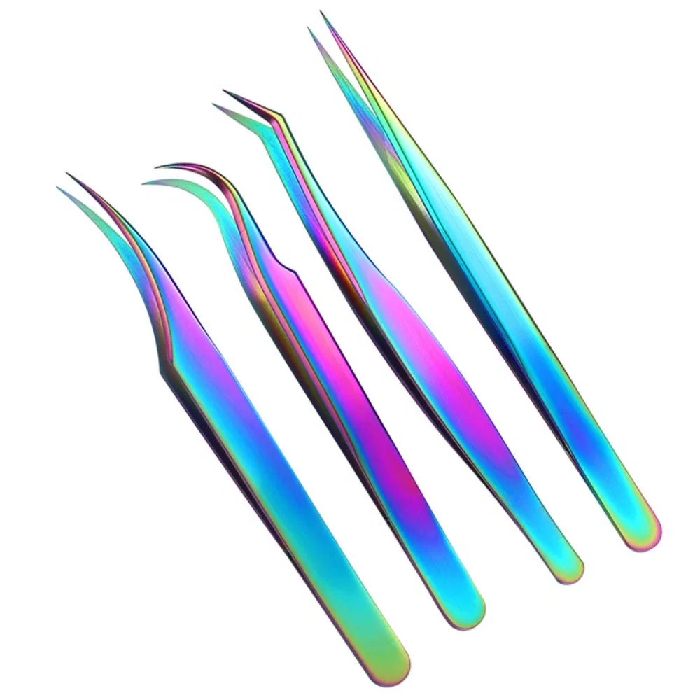 Best Titanium Gold Silver Stainless Curved Straight Lash Volume False Eyelash Tweezers