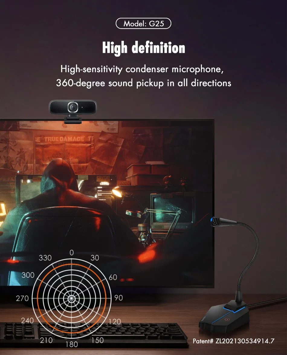 USB Microphone 1.35m Shielded Wire Clear Sound