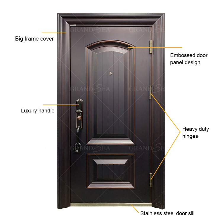 Factory Price Customize Luxury Cast Aluminum Engraved Door Metal Building Entry Security Front Entry Single Door