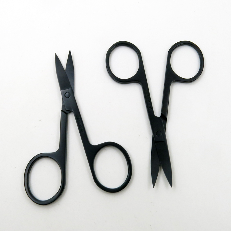 Black Color with Stainless Steel Sharp Beauty Makeup Scissors for Eyebrow Hair Facial Trimming Tweezers