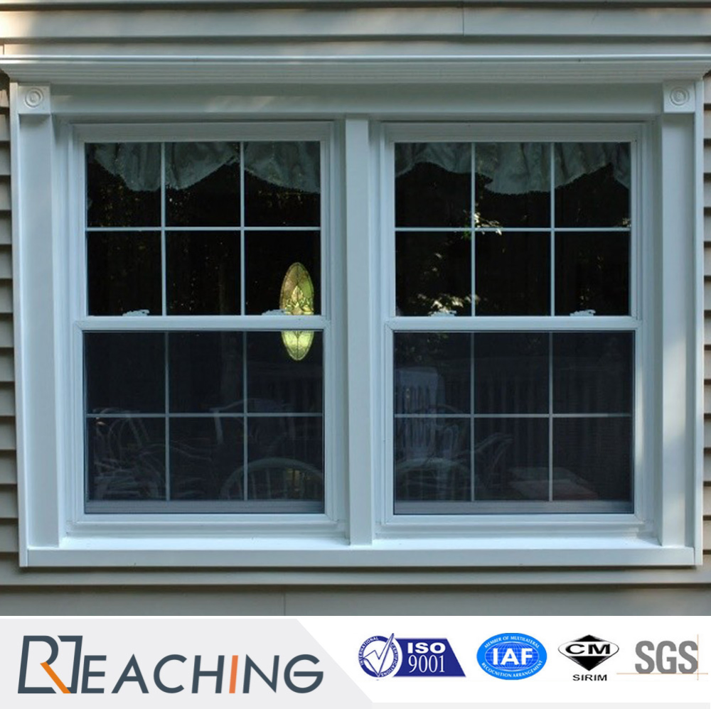 High Quality American Style UPVC/PVC Profile Plastic Double Hung Window in Various Colors