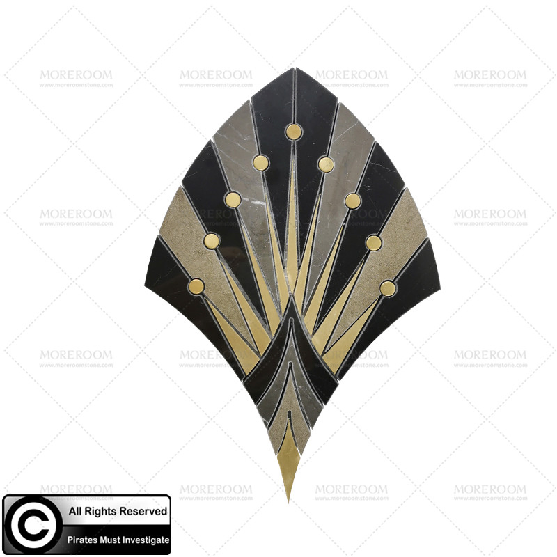 Luxury Natural Black Marble Mrable Mosaic with Gold Custom Marble Mosaic