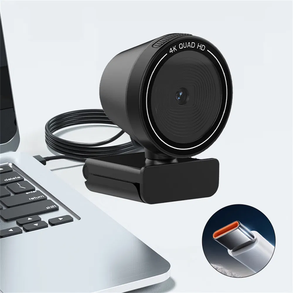 L5311 4K Ultra HD Webcam - Type-C Interface, Auto Focus Computer Camera with Rotating Base (Black)