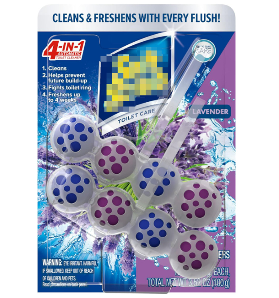 4-in-1 Automatic Lavender Fields Scent Rim Hanger Toliet Ball Toilet Bowl Cleaner