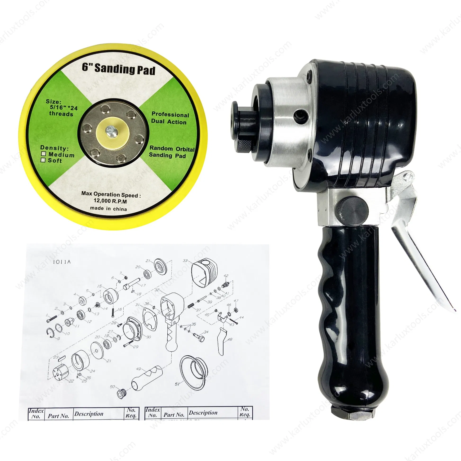 10000rpm Non Vacuum Adjustable Orbit Non-Orbit or 9.5mm Pneumatic Ortbital Sander Air Sander