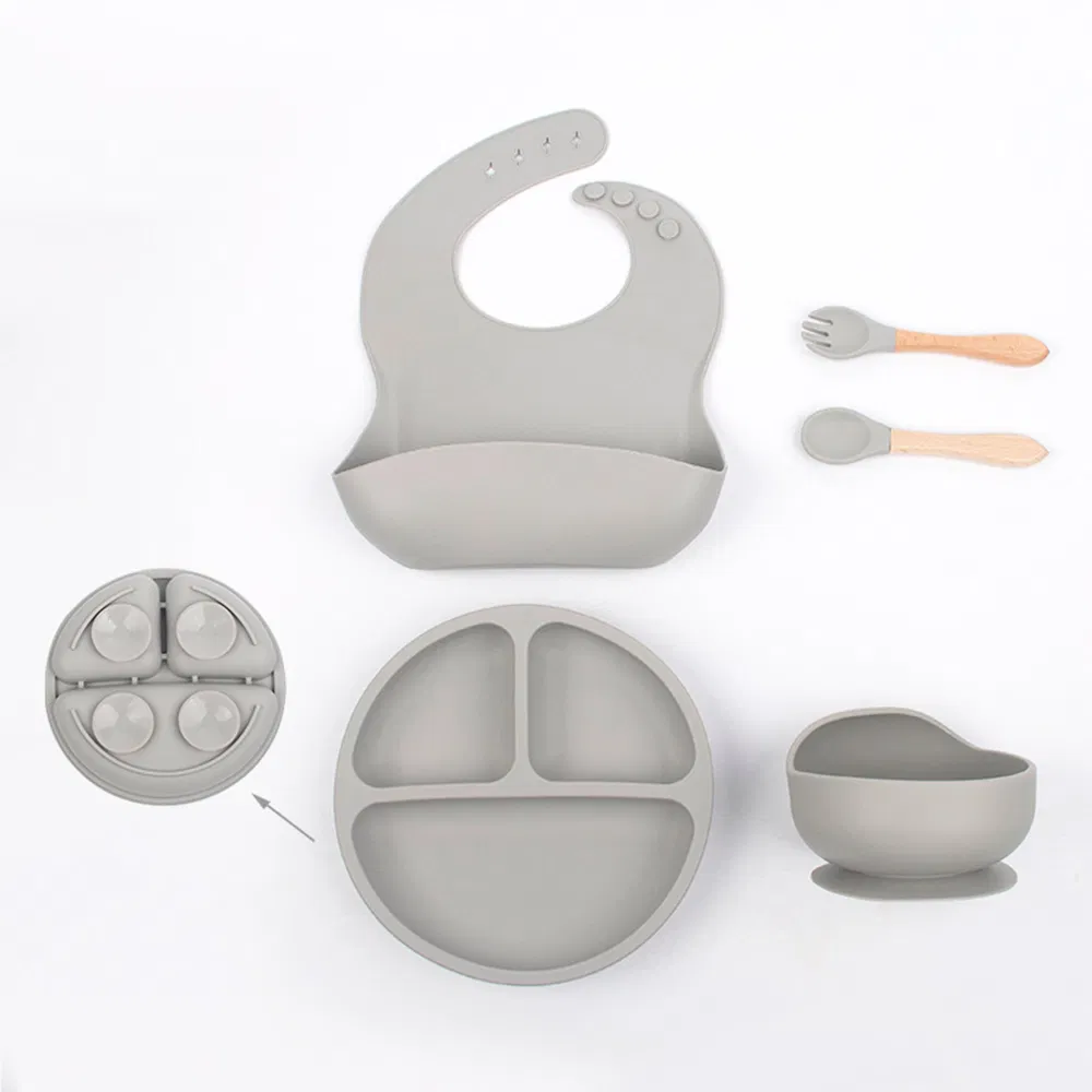User-Friendly Silicone Dinner Plate Bowl Fork Spoon Children Tableware