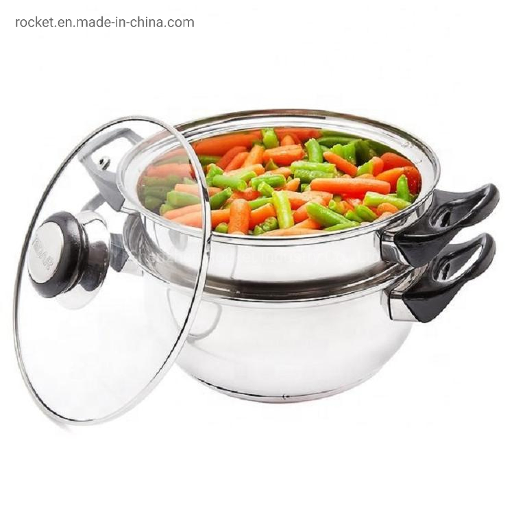 Кастрюля-пароварка из нержавеющей стали, 2 уровня