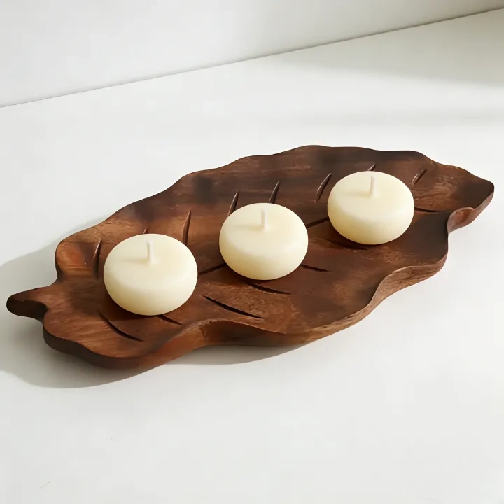 Smooth Curved Edge Platter Ideal for Presenting Appetizers Snacks and Small Desserts Wooden Tray