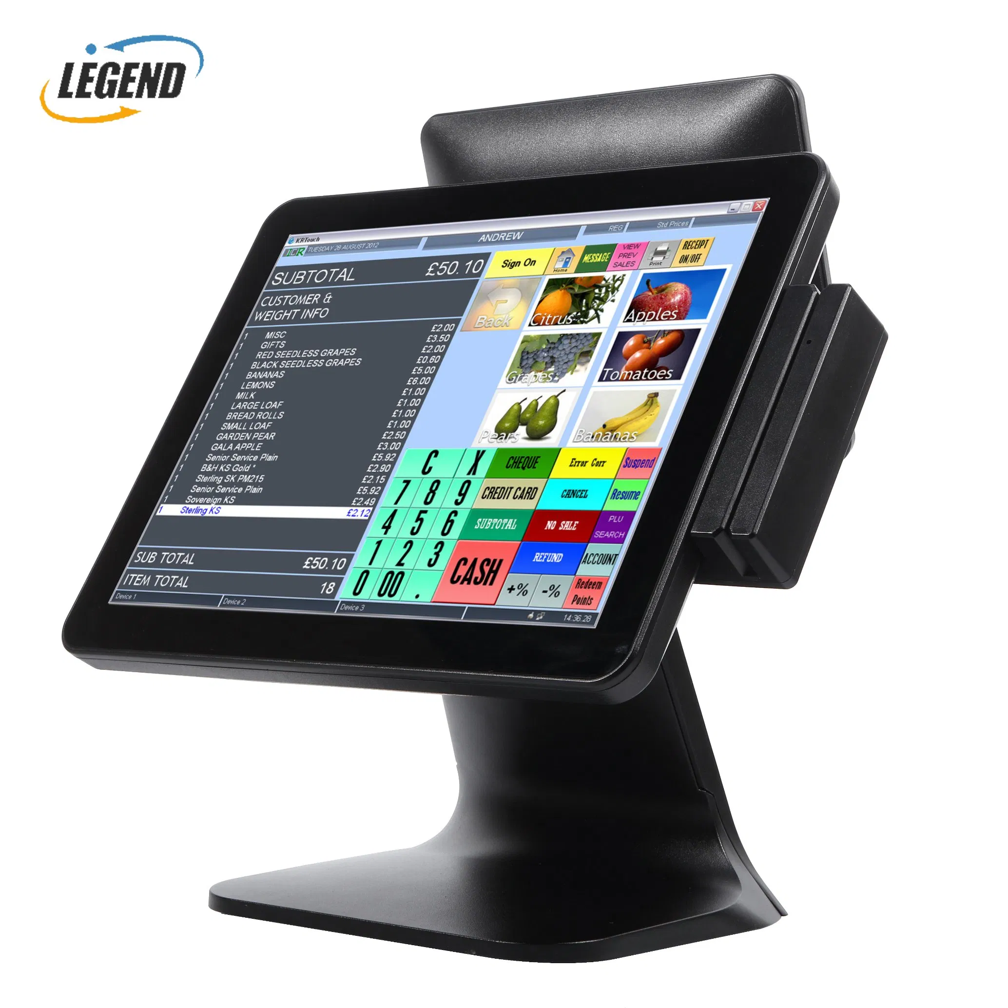 Manufacturer Hot Selling All in One POS Terminal 15" Touch Display POS System with VFD or 9.7" Customer Display