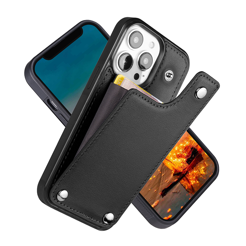 Чехол для Ai Phone 14 из кожи с держателем карт