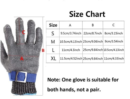 A9 Anti Inoxidable Oyster Shucking Butcher Protective Safety Working Cut Resistant Metal Stainless Steel Wire Gloves