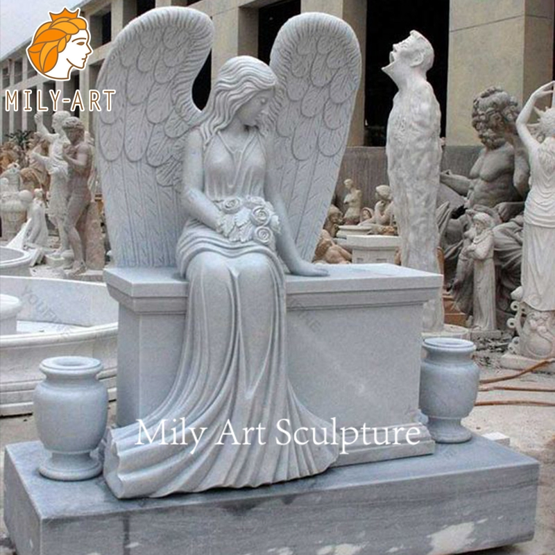 Custom Garden Cemetery Hand Carved Angel Marble Tombstones
