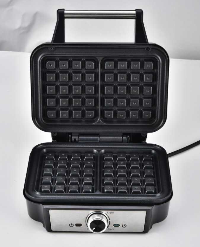 Electric 2 Slice Fixed Waffle Maker Adjustable Temperature Control