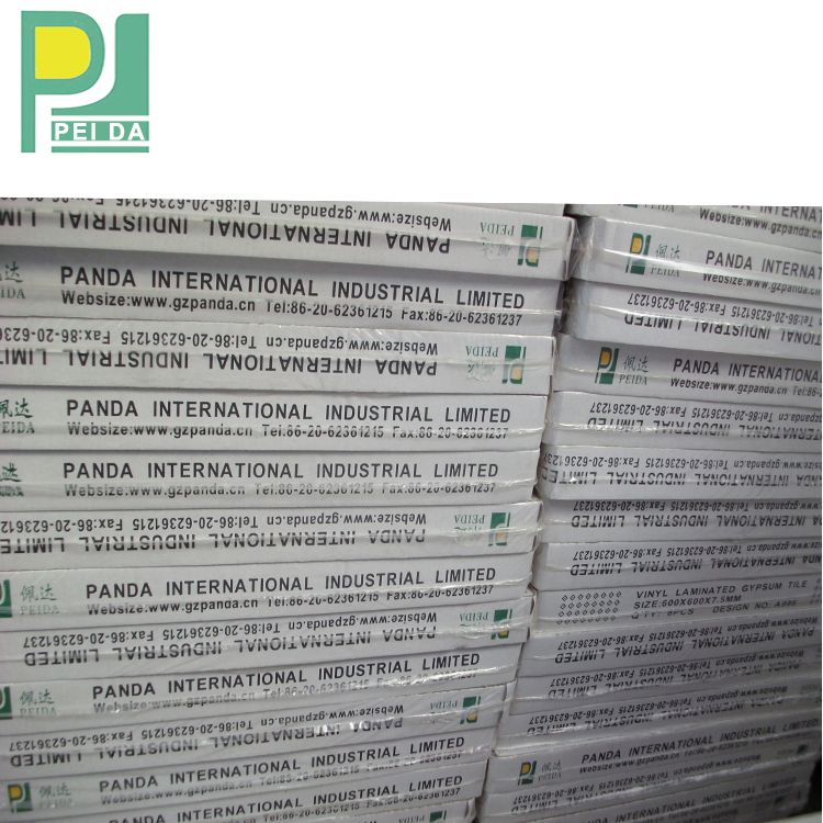 Acoustic Laminated Gypsum PVC Ceiling Board Fiberglass 595mm