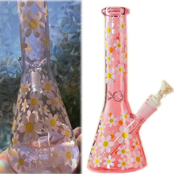 Бонг Daisy Pink Glass с ледогенератором и перком, 25 см