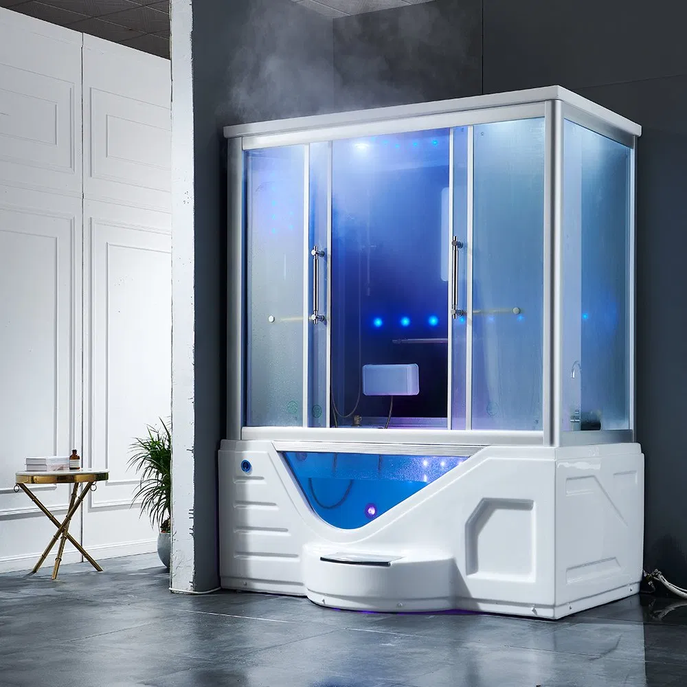 Blue Glass Door Acrylic Steam Room 2 Person Steam Shower