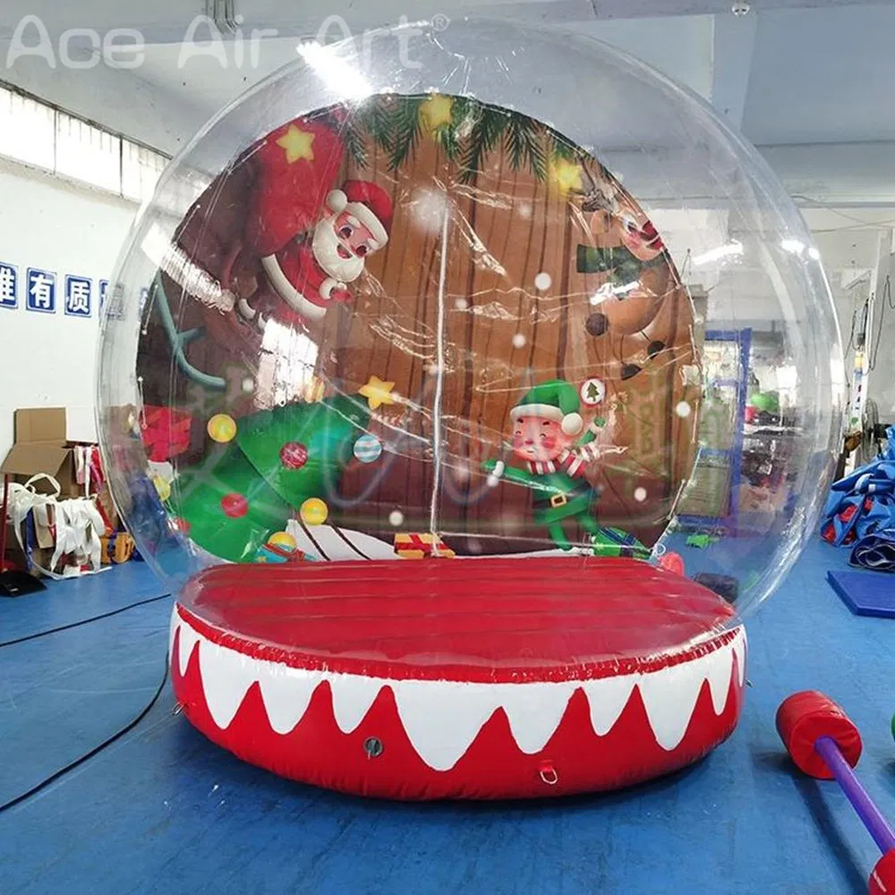 Outdoor Christmas Yard Inflatable Snow Globe Photo Booth Advertising Transparent Bubble Dome Customized Backdrop Snow Globe