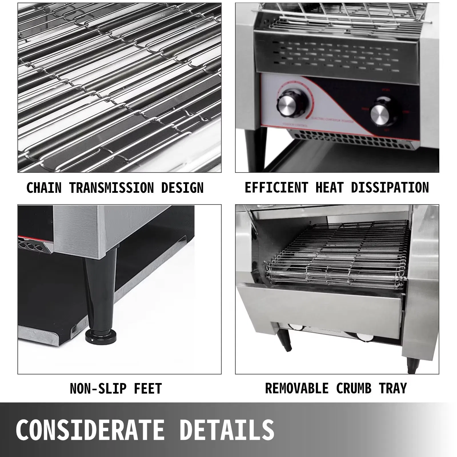 High Efficiency Restaurant Kitchen Equipment Stainless Steel Bread Hamburger Heater Conveyor Toaster Commercial Toaster Oven for Toast Bun, Bagel, Bread