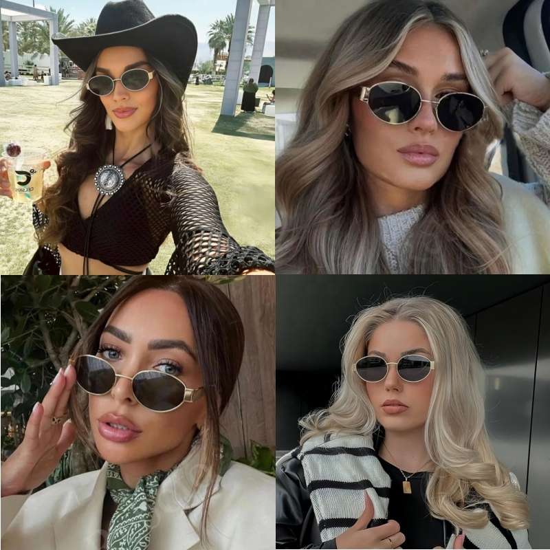 Wholesale 2025 New Chic Retro Vintage Classic Metal Oval Designer Custom Logo Unisex UV400 Sunglasses for Women Men