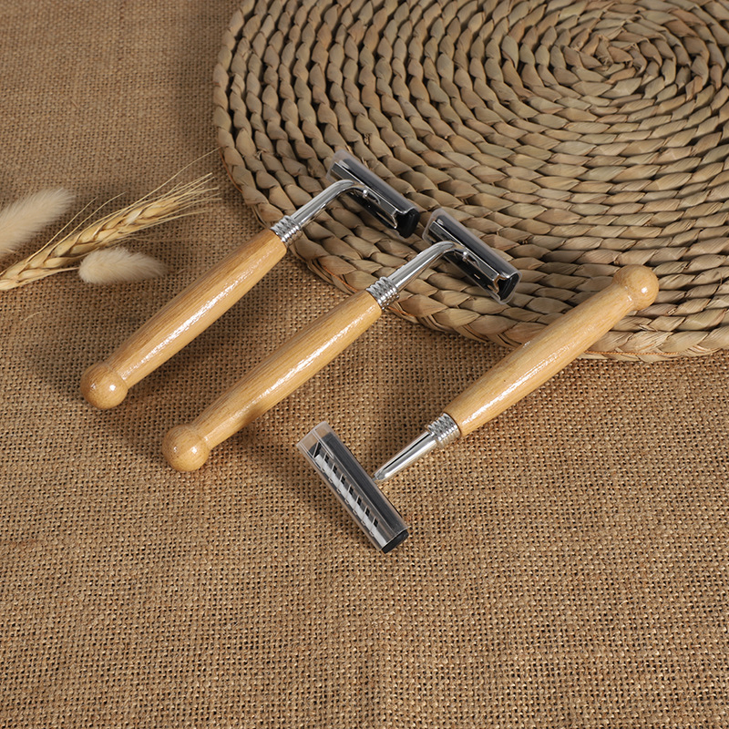 Eco-Friendly Twin Blade Stainless Steel Safety Razor Bamboo Handle Shaving Razor