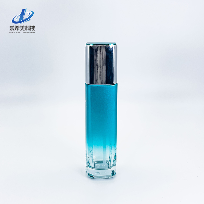80-120ml Lotion Pump Bottle Empty Glass Lotion Bottle Cosmetic Packaging Round-Shape Screw Bottleneck Sealing with Threaded Cap Push Sprayer