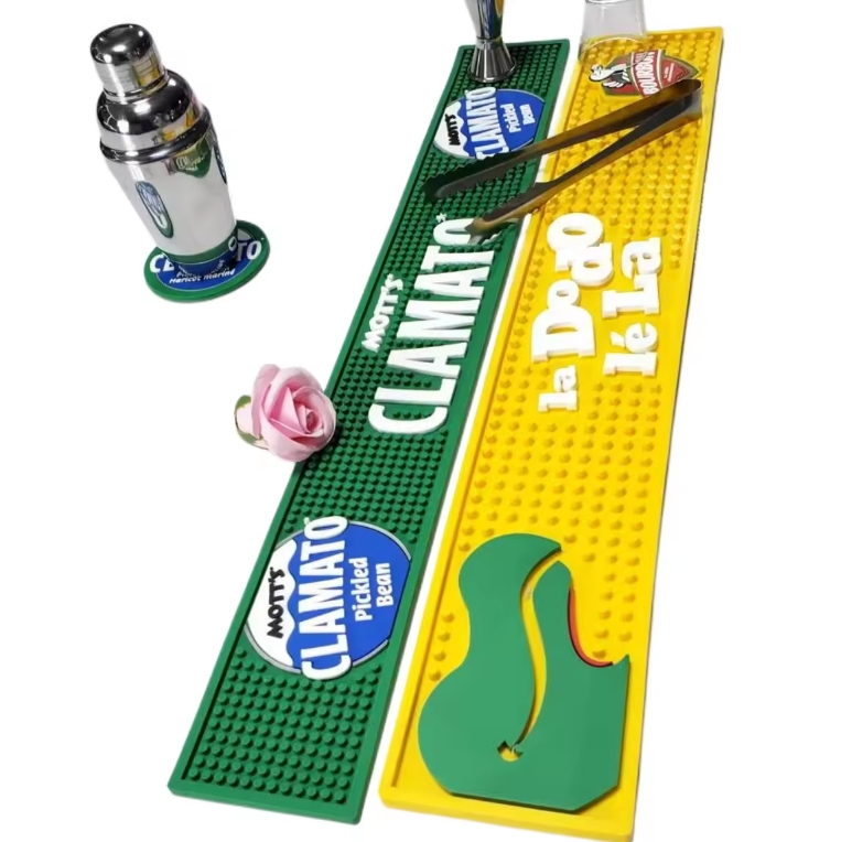 Custom Bar Accessories Personalized Bar Mats Custom Logo Printing Embossed Rubber PVC Silicone Bar Mat