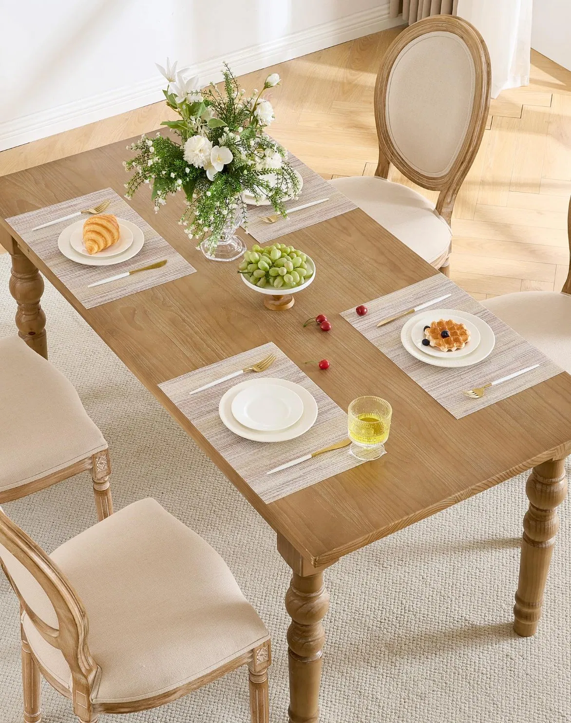 Wholesale PVC Placemat Waterproof Table Mat Beige Desk Protecting Mat for Dinner