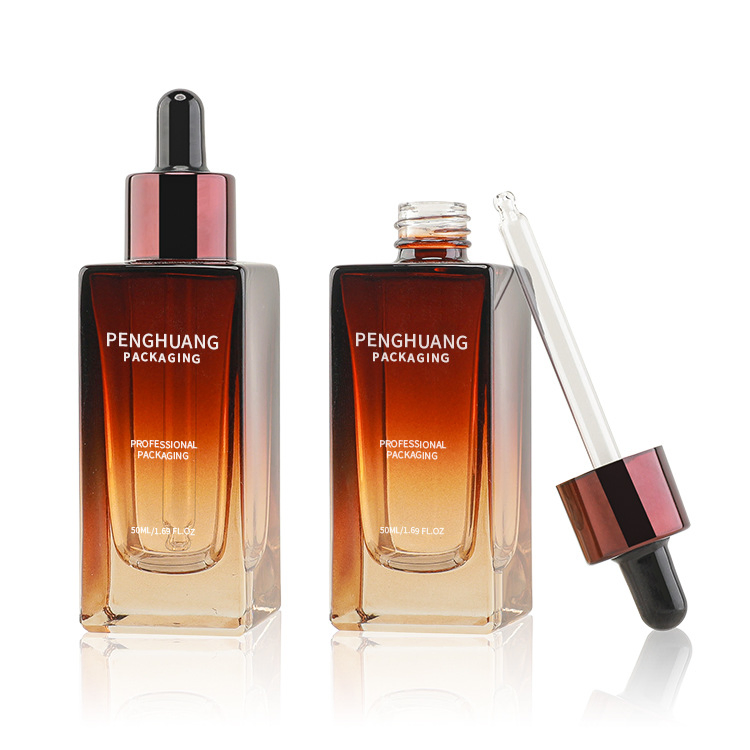 Wholesale 30/50ml Essence Bottle Square Titer Drops Glass Essential Oil Bottle Thick Bottom