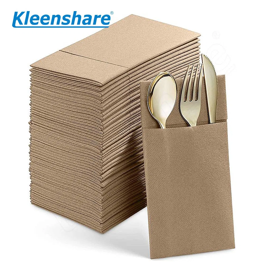 2-Ply 25*25cm Virgin Wood Pulp Napkin Ironed Silver Airlaid Cocktail Paper with Black Foil Print Customizable Logo Design
