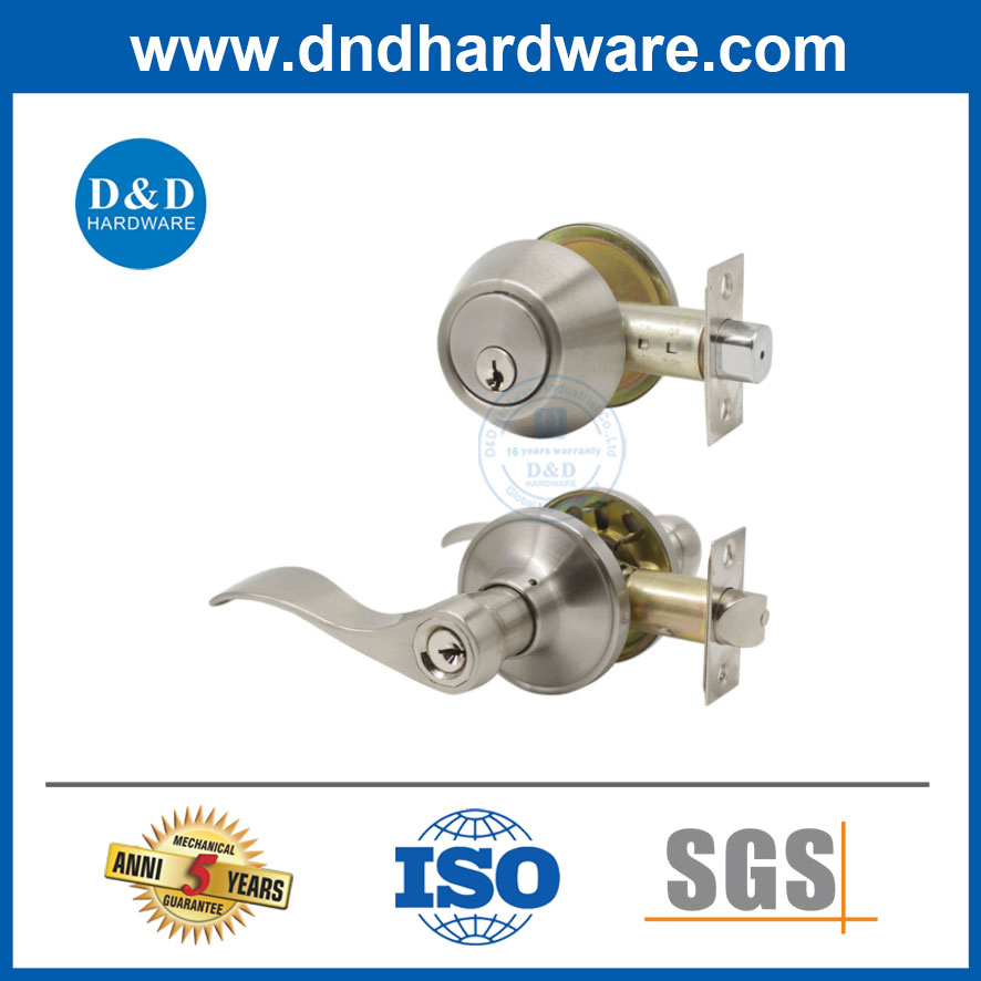 Ss Keyed Entrance Lever Set Lock with Single Cylinder Deadbolt Combo Packs