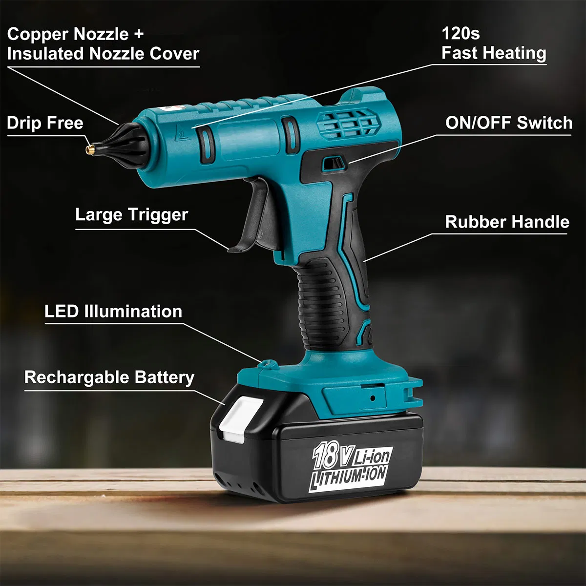 Беспроводной термоклеевой пистолет YOUWE с подсветкой