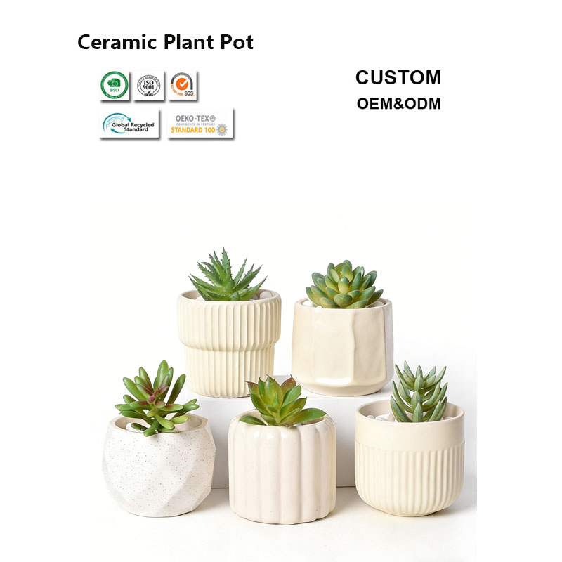 Stackable Design Ceramic Flower Pot for Space-Saving Storage