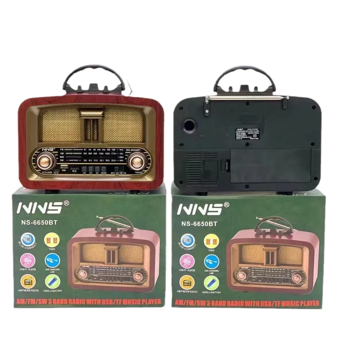 Ретро-радио NS-6650BT с Bluetooth, деревянный корпус