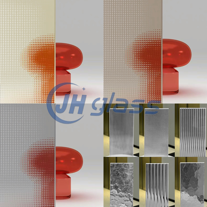 Jh Glass Hot Selling Heat Strength Color Patterned Tempered Glass Bathtub Shower Door Pattern Glass