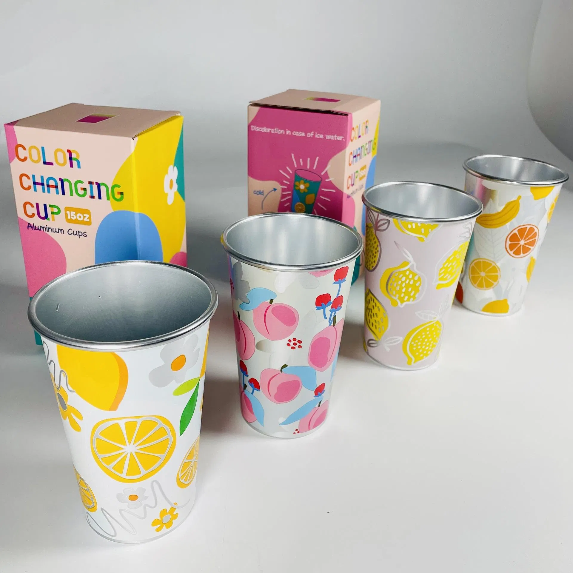 Customized Beer Aluminum Cup Cold Drink Color Changing Cup Reusable Aluminum Cup