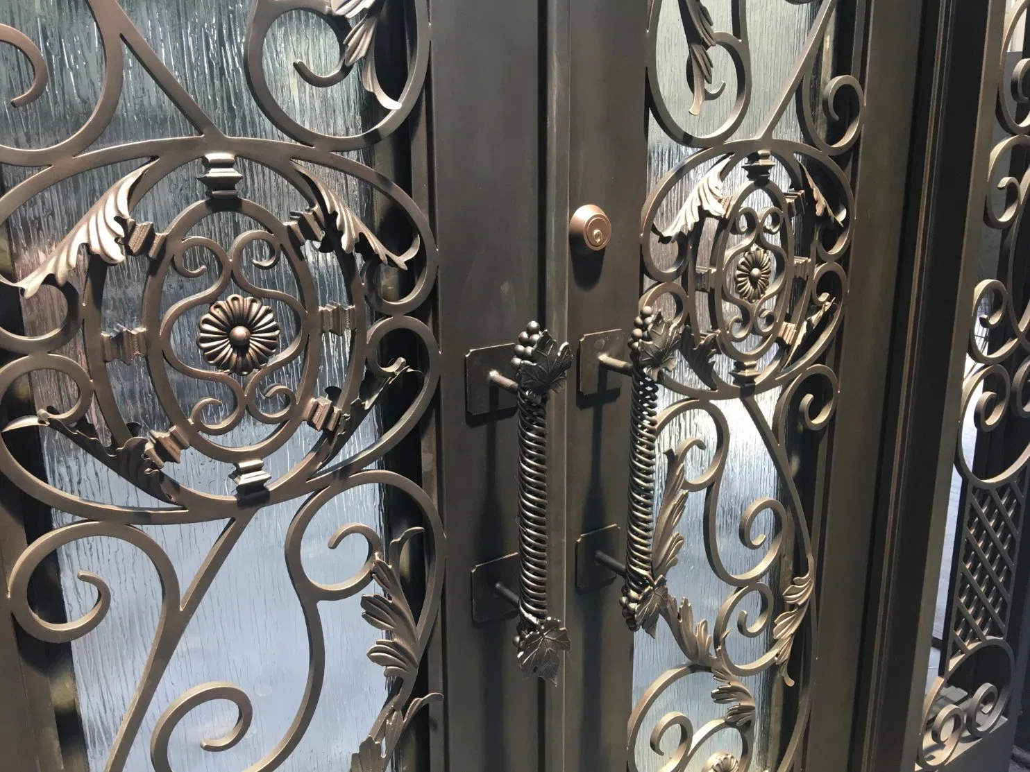 Faux Finishing Anti-Rust Wrought Iron Door with Insulating Glass