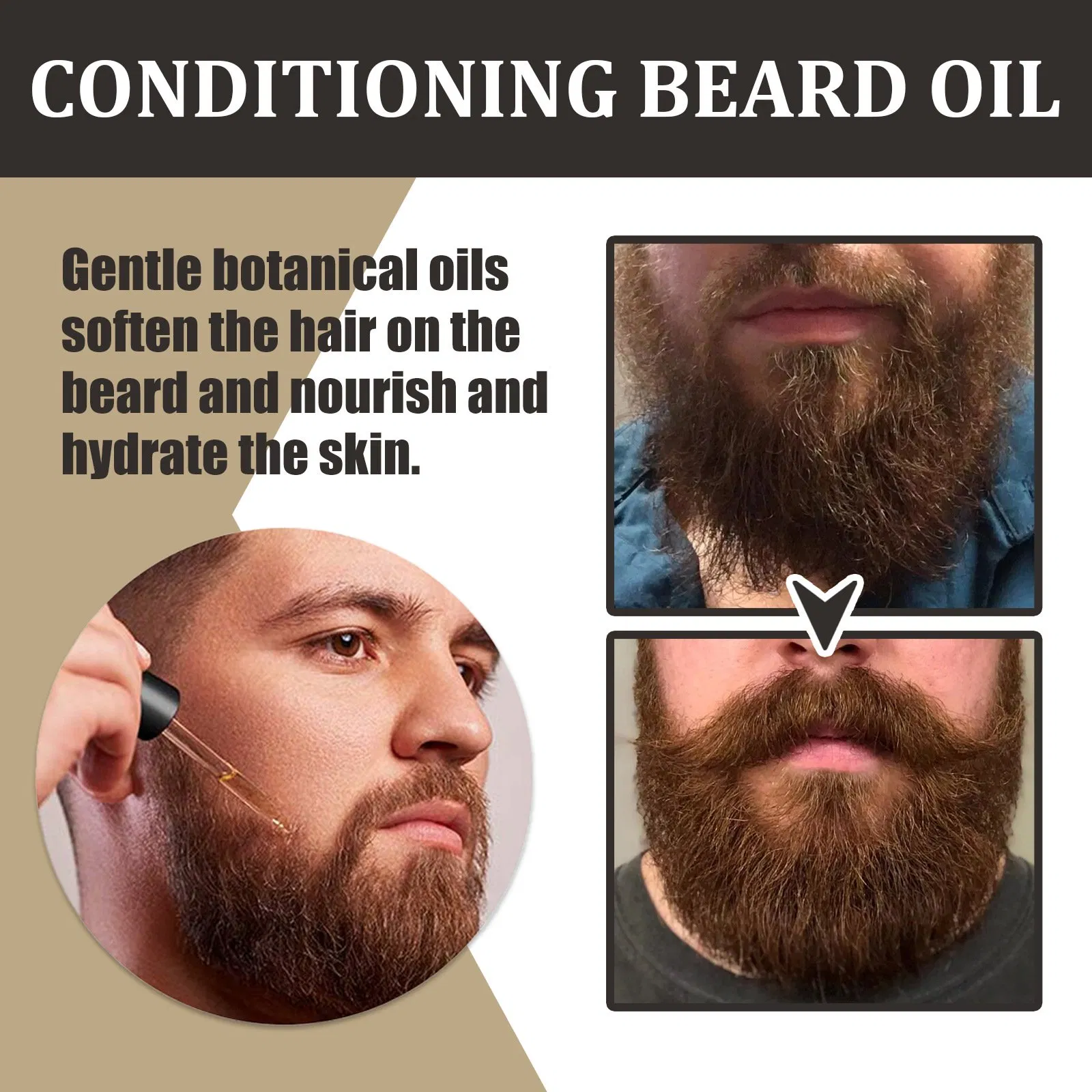 Plant Extract Men Hair Beard Conditioning Growth Oil Hydrating Dryness Natural Organic Moisturizing Beard Oil